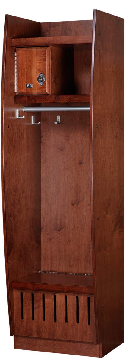Bow Front Wood Lockers in Rosewood Maple