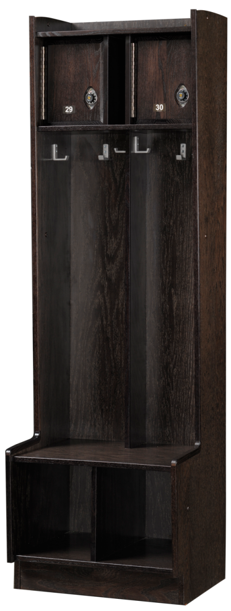 Double Open Wood Lockers in Charcoal Oak 