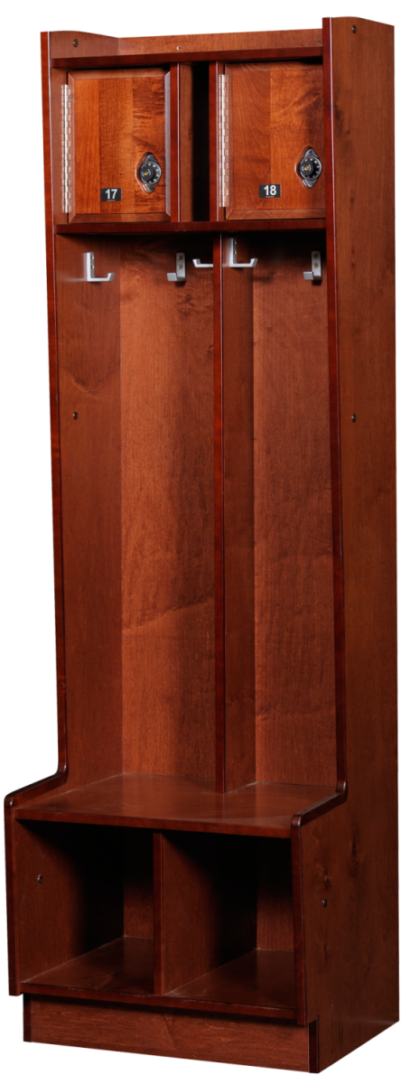 Double Open Wood Lockers in Rosewood Maple