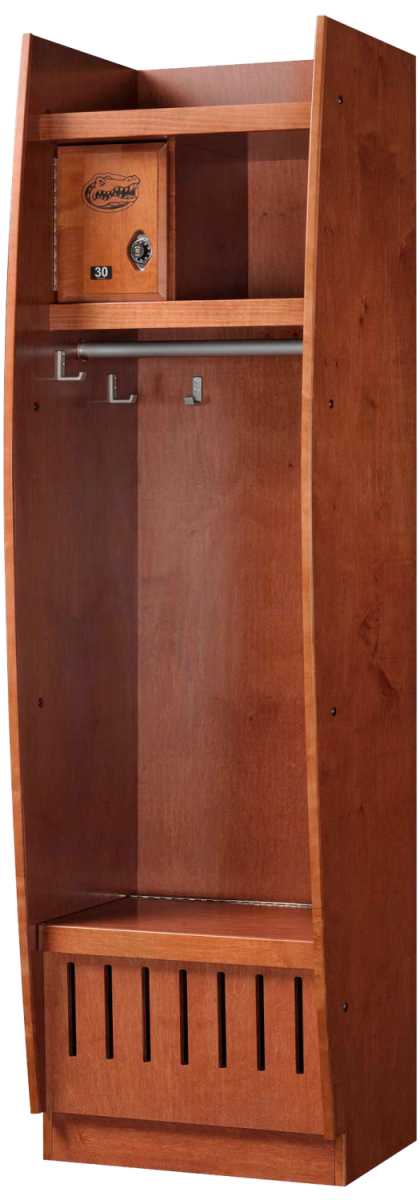 Bow Front Wood Lockers in Cinnamon Maple