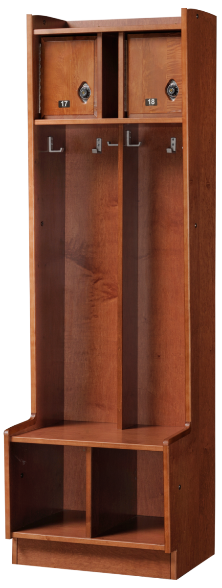 Double Open Wood Lockers in Cinnamon Maple 