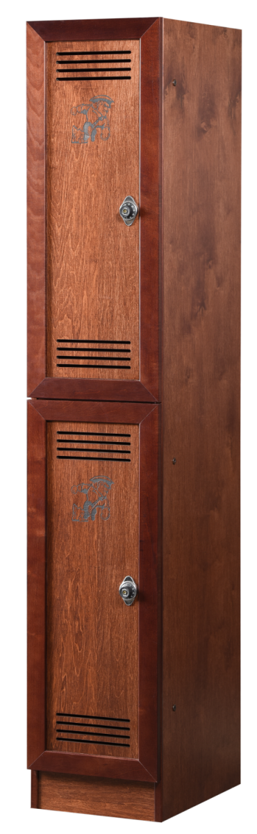 Two Tier Vented Wood Lockers in Rosewood Maple